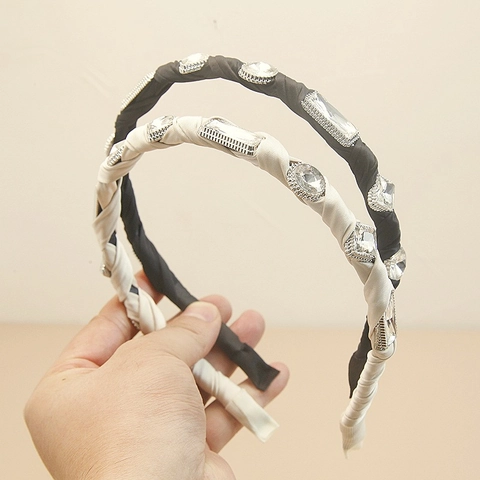 Barock Vintage Satin Umwickelter Haarreif Für Damen Elegant Handgefertigt Geometrischer Strass Haarband Haarschmuck