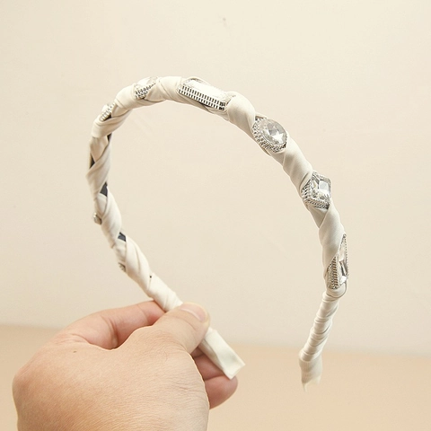 Barock Vintage Satin Umwickelter Haarreif Für Damen Elegant Handgefertigt Geometrischer Strass Haarband Haarschmuck