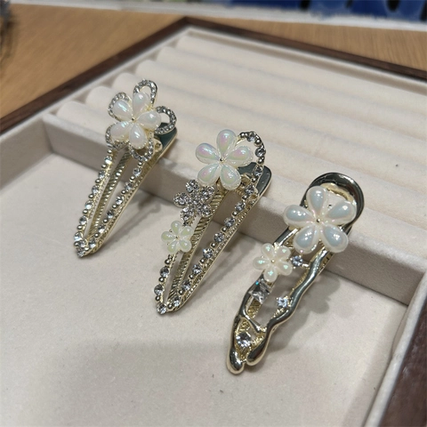 Fermaglio Per Capelli In Stile Coreano Da Donna In Lega Perla Artificialta Con Strass Dolce Elegante Clip Laterale Piccola Accessorio Per Capelli
