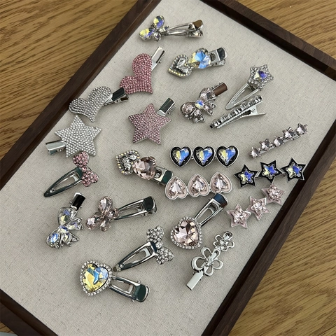 Sweet Bowknot Alloy Hair Clip Rhinestone Heart Star Butterfly Side Barrette Fashion Hair Accessories For Women Jewelry
