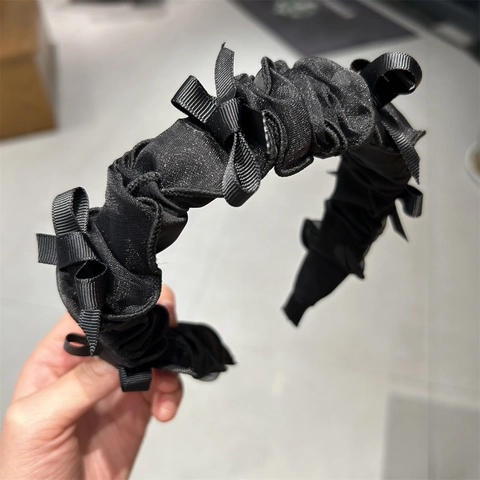 Damen Koreanischer Stil Plissiertes Netz Haarband Elegant Breitkrempiger Schleife Haarreif Vintage Süßer Haarschmuck Für Den Alltag
