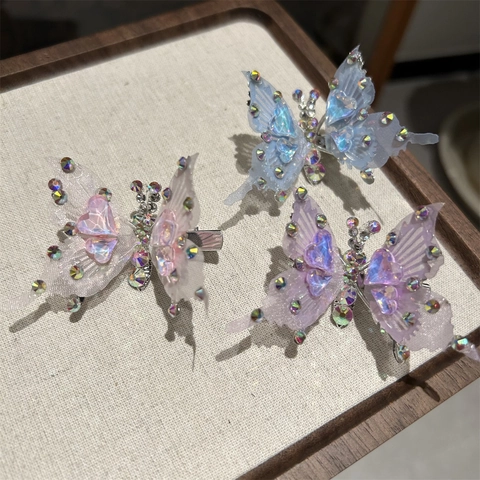 灵动 Schmetterling Haarclip Strass Legierung Netz Fee Haarnadel Elegant Antiker Stil Haarschmuck Für Damen Kinder