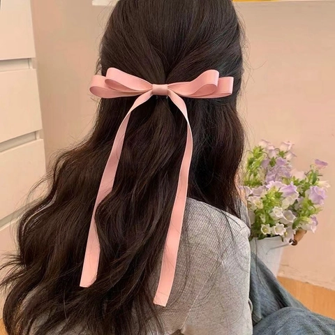 Barrette Cheveux Nœud en Satin Doux pour Femmes Avec Long Ruban Épingle à Cheveux Élégante Style Mori Accessoires de Coiffure