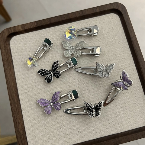 Sweet Bowknot Alloy Hair Clip Rhinestone Heart Star Butterfly Side Barrette Fashion Hair Accessories For Women Jewelry