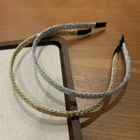 Diadema de Malla Metálica Vintage para Mujer Tejido Fino Minimalista Dorado Plateado Banda de Pelo Accesorios de Moda