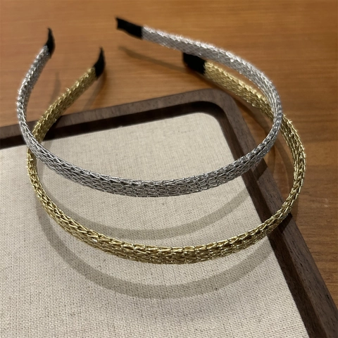Diadema de Malla Metálica Vintage para Mujer Tejido Fino Minimalista Dorado Plateado Banda de Pelo Accesorios de Moda