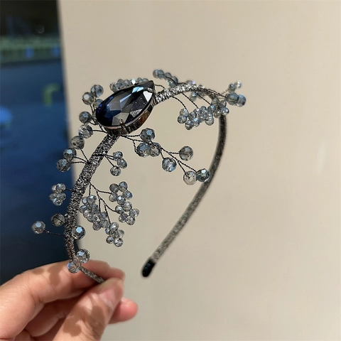 Cerchietto Barocco Vintage in Cristallo Artificiale Intrecciato a Mano Stile Foresta per Matrimonio Festa Donna Gioielli per Capelli