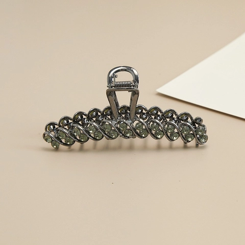 Elegante Pinza de Pelo de Aleación con Diamantes de Imitación para Mujer Clip Grande de Metal Diseño Trenzado Accesorios para el Cabello