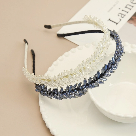 Cerchietto Fatto a Mano in Cristallo Artificiale con Perline Squisito Design a Foglia per Sposa Matrimonio Donna
