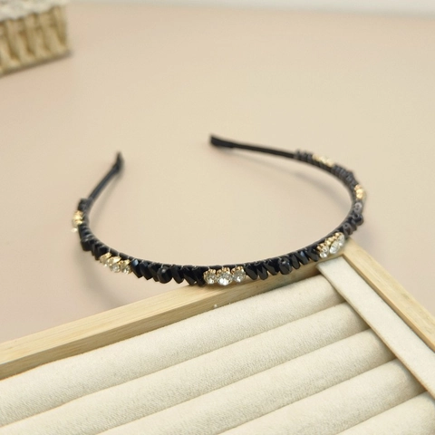 Korean Fashion Crystal Rhinestone Headband Elegant Artificial Crystal Beaded Hair Hoop Handmade Alloy Hair Accessories For Women