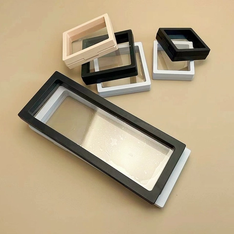 3D Floating Display Case PE Membrane Suspension Jewelry Box For Ring Earring Coin Medallion Dustproof Storage Acrylic Box