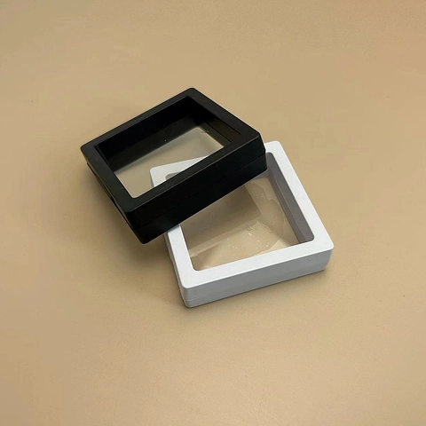 3D Floating Display Case PE Membrane Suspension Jewelry Box For Ring Earring Coin Medallion Dustproof Storage Acrylic Box
