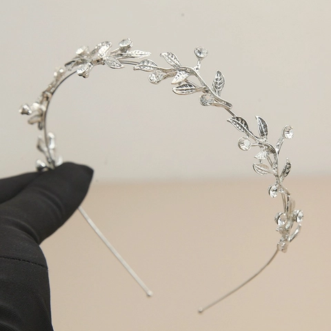 Diadema de Aleación de Hojas y Diamantes de Imitación para Mujer Oro Plata Estilo Bosque Boda Fiesta Accesorios para el Cabello