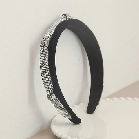 Vintage Breites Gepolstertes Stirnband Für Damen Samtstoff Strass Eingelegt Elegant Verdreht Mode Haarschmuck Haarband