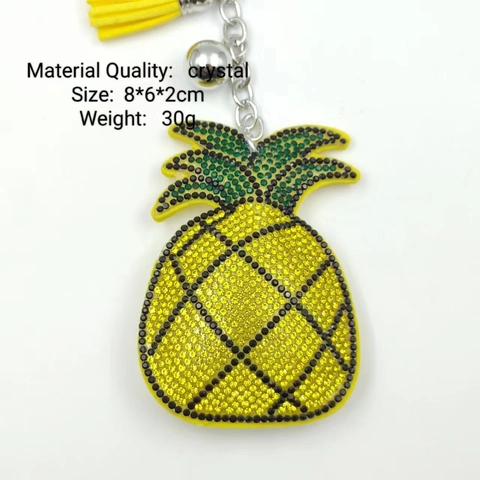 Portachiavi a Forma di Ananas Con Strass per Donna Pendente per Borsa a Frutta in Lega Con Nappina in Pelle Campanello Accessori Regalo