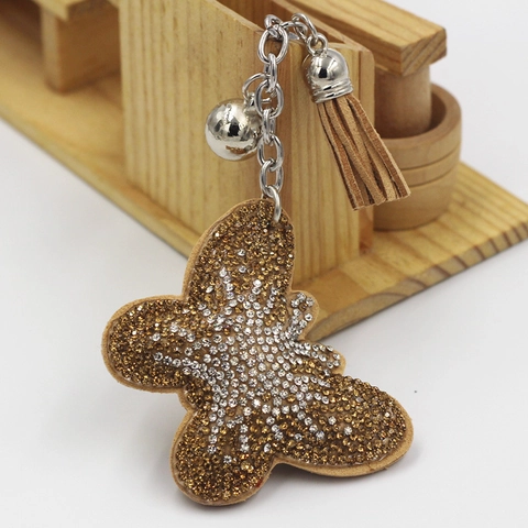 Portachiavi a Farfalla in Strass Velluto Coreano con Nappa Ciondolo per Borsa Campanellino in Metallo Forma di Farfalla Accessori Borsa Donna