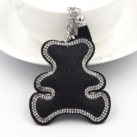 Creative Leopard Bear Keychain With Rhinestone Accents And Tassel Trendy Animal Shape Bag Pendant Hanging Decoration