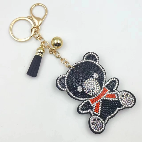Glänzender Strass Teddybär Schlüsselanhänger Mit Quaste Und Glocke Süßer Legierung Funkelnder Taschenanhänger Für Damen Mode