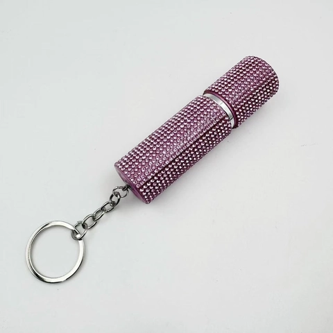 Lussuoso Portachiavi con Bottiglia Spray per Profumo Portatile in Lega con Strass Atomizzatore Ricaricabile Donna Viaggio