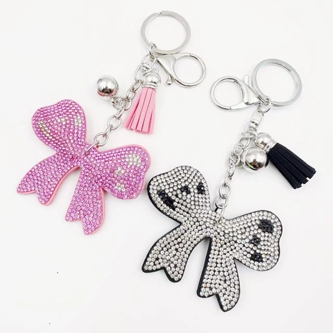 Portachiavi con Fiocco in Strass Scintillanti con Nappina Ciondolo in Lega per Borsa Donna Gioielli alla Moda Regalo