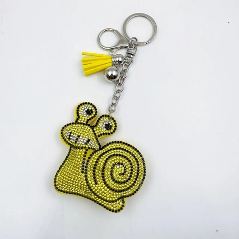 Cartoon Schnecke Strass Schlüsselanhänger Glitzer Legierung Tasche Anhänger Mit Quaste Für Damen Mädchen Geschenk Zubehör