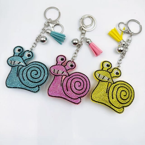 Cartoon Schnecke Strass Schlüsselanhänger Glitzer Legierung Tasche Anhänger Mit Quaste Für Damen Mädchen Geschenk Zubehör