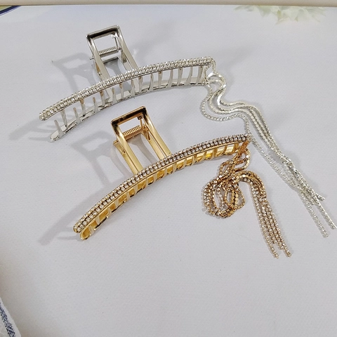 Lussuosa Pinza per Capelli in Lega con Strass e Nappa Lunga Brillante Antiscivolo Accessori per Capelli da Donna Gioielli