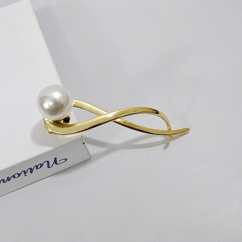 Pinza de Pelo de Aleación Torcida con Perla Artificial Elegante Horquilla de Metal Grande Accesorios para Mujer Estilo Diario Galvanizado Calidad