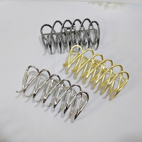 Pinza Grande para el Cabello de Metal de Aleación para Mujer Clip de Tiburón Cruzado Elegante con Ondas Accesorio Moderno para el Cabello Grueso Pinza para el Cabello Diaria para Fiestas