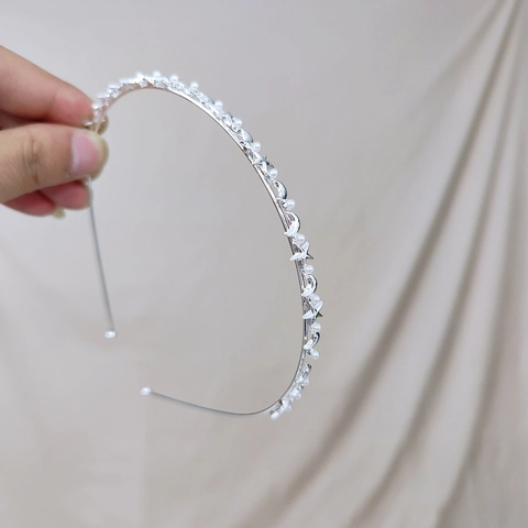 Cerchietto Sottile in Metallo con Stelle Lune e Künstliche Perle per Donna Elegante Cerchietto in Lega Oro Argento Accessori Capelli