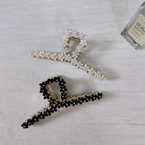 Koreanischer INS Stil Legierung Geometrische Blume Haarkralle Für Damen Gold Metall Strass Künstliche Perle Haarschmuck