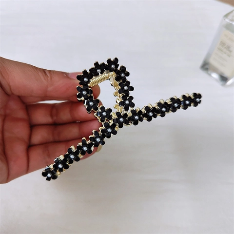 Koreanischer INS Stil Legierung Geometrische Blume Haarkralle Für Damen Gold Metall Strass Künstliche Perle Haarschmuck