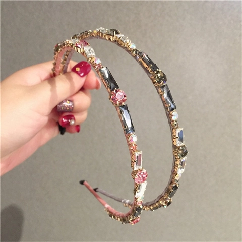 Cerchietto in Lega Vintage con Zirconia e Strass per Donna Stile Coreano Corona Alta Fascia Capelli Elegante Festa Accessori