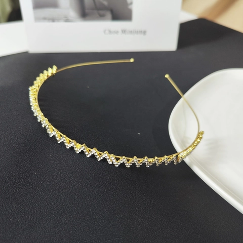 Elegante Cerchietto in Lega con Strass per Donna Oro Sottile Zigzag a Onde Fascia per Capelli Stile Foresta Scintillante Accessorio per Capelli