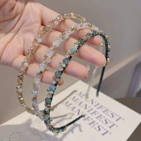 Diadema Estilo Coreano Retro de Cristal Artificial y Diamantes de Imitación para Mujer Elegante Hecha a Mano Aleación