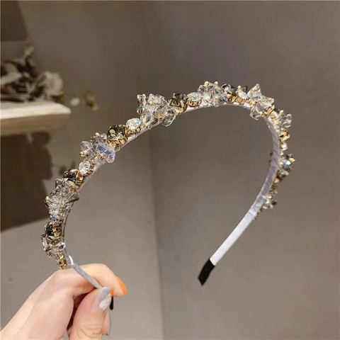 Bandeau en Cristal de Style Français Élégant pour Femmes Serre-tête de Luxe Fait à la Main avec Perles Accessoires de Cheveux Mariage Fête