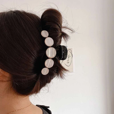 Elegante Pinza de Pelo para Mujer Estilo Francés Grande de Acrílico Geométrico Textura de Concha Vintage Accesorios para el Cabello