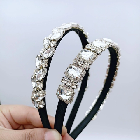 Cerchietto Barocco di Lusso con Strass per Donna Cristallo Trasparente Marquise Rettangolare Cerchio per Capelli a Tesa Larga per Matrimonio