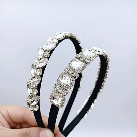 Cerchietto Barocco di Lusso con Strass per Donna Cristallo Trasparente Marquise Rettangolare Cerchio per Capelli a Tesa Larga per Matrimonio
