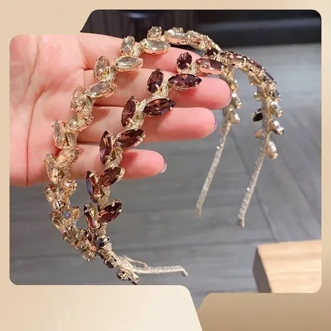 Cerchietto per Capelli Barocco di Lusso con Foglie di Cristallo per Donna Lega Strass Retro Stile Greco Matrimonio Festa Gioielli per Capelli