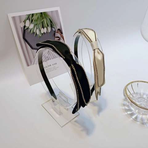 Eleganter Satin Schleife Haarreif Für Damen Retro Strassbesetzt Haarband Koreanischer Stil Promi Haarschmuck Kopfbedeckung