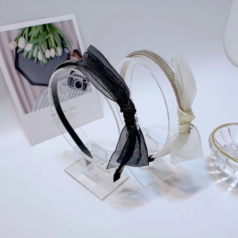 Elegante Cerchietto con Fiocco in Maglia e Strass Luccicante Fascia per Capelli in Lega e Tessuto Accessori per Capelli Vintage per Donna Matrimonio