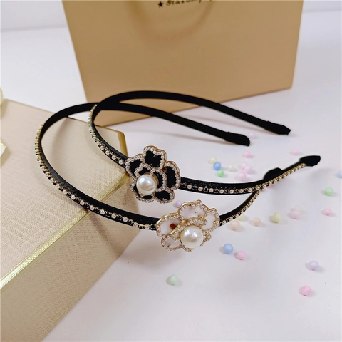 Vintage Kamelienblume Perle Haarreif Für Damen Metall Strass Eleganter Französischer Stil Haarschmuck Luxus Party Kopfschmuck