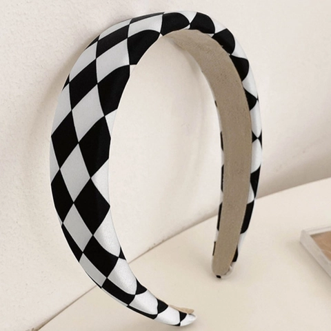 Mode Schachbrettmuster Gepolstert Haarreif Für Damen Retro Süßigkeiten Farbe Gitter Stoff Schwamm Breit Haarband Haarschmuck