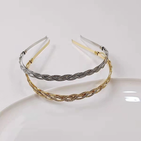 Französischer Vintage Metall Geflochtener Haarreif Gold Silber Minimalistisches Gedrehtes Seil Haarband Leichtes Legierung Kopfschmuck Mode Haarschmuck Für Damen