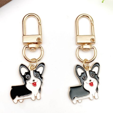 Simpatico Portachiavi a Forma di Cane in Smalto Lega di Zinco Animale Corgi Schnauzer Dalmata Ciondolo per Borsa Zaino Gioiello Regalo