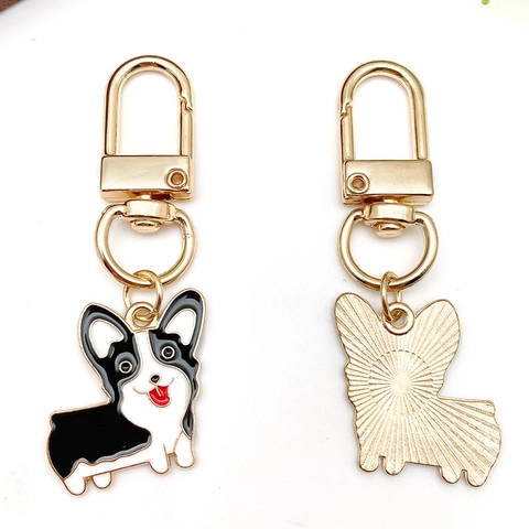 Simpatico Portachiavi a Forma di Cane in Smalto Lega di Zinco Animale Corgi Schnauzer Dalmata Ciondolo per Borsa Zaino Gioiello Regalo