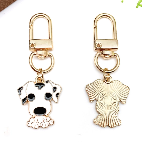 Schattige Tekenfilm Dier Hond Emaille Zinklegering Sleutelhanger Dalmatiër Corgi Puppy Hanger Sleutelring Voor Rugzak Tas Accessoires