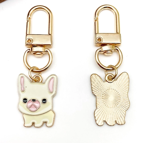 Simpatico Portachiavi a Forma di Cane Animato Lega di Zinco Smalto Bulldog Francese Corgi Animale Ciondolo per Borsa