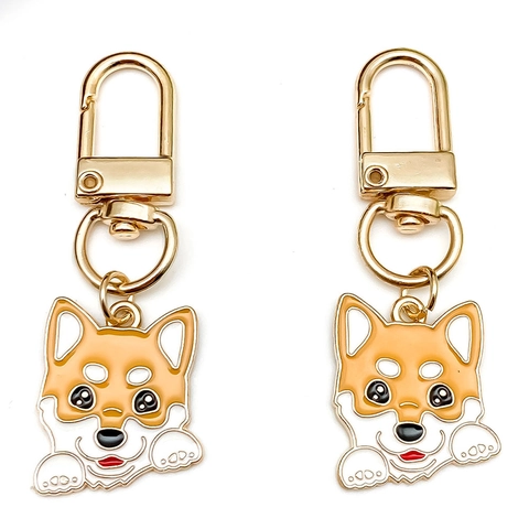 Schattige Cartoon Hond Emaille Sleutelhanger Zinklegering Corgi Schnauzer Dalmatiër Puppy Tas Charm Sleutelring Voor Kinderen Vrouwen Rugzak Hanger